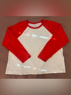 Old Navy White & Red Raglan Long-Sleeve Baseball Tee
